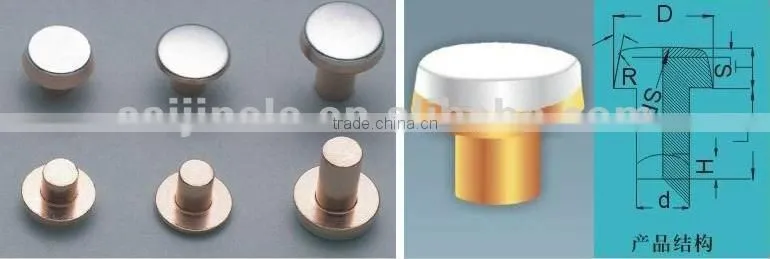 Manufacture High Precision AgCdO Automobile Electrical Bimetal Rivet For Relay