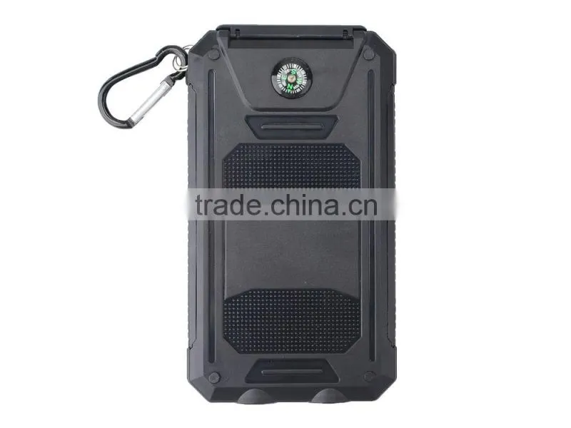 new products 2016 8000mah mobile solar charger waterproof power bank with compass