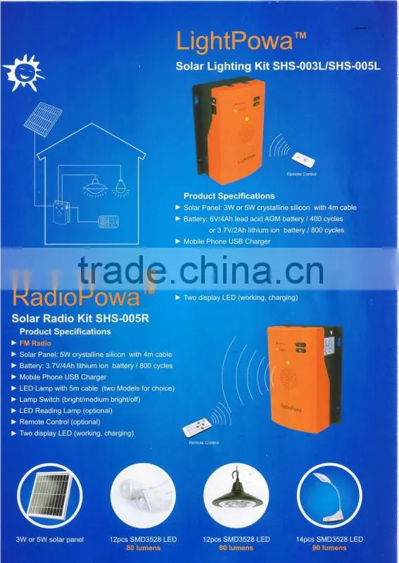 5W portable moving solar lighting system