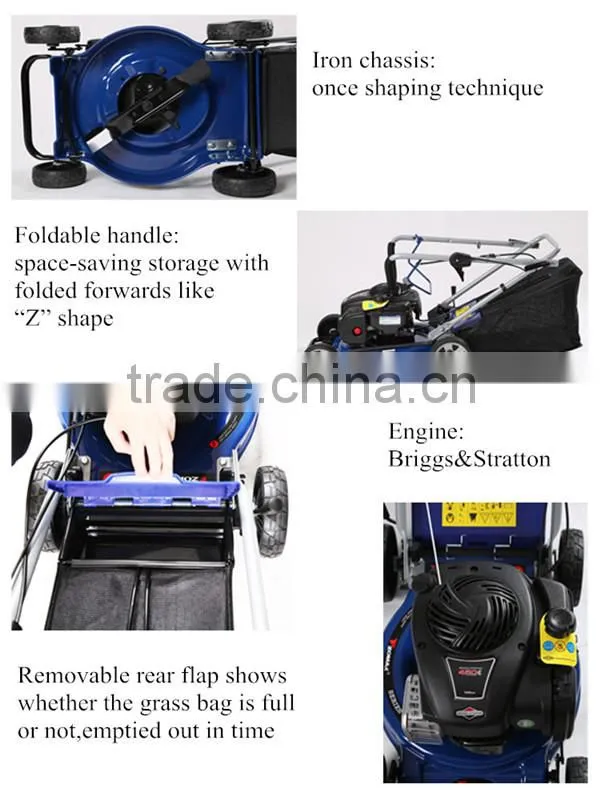 China 16inch wheel adjustable grass cutting B&S B450E American gasoline engine wholesale manual cheap mini lawn mower for sale