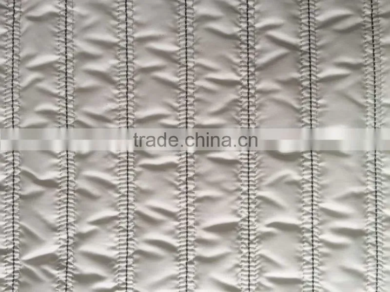 Fashion polyester stripe embroidered thermal padded fabric with quilting for down coats/jacket