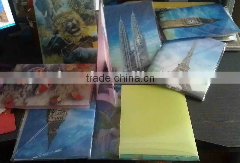 Lenticular 3D PP plastic file folder, PP Lenticular A4 file folder,for gifts and promotion