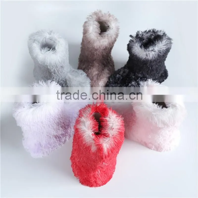 Ladies long pink PV plush boots