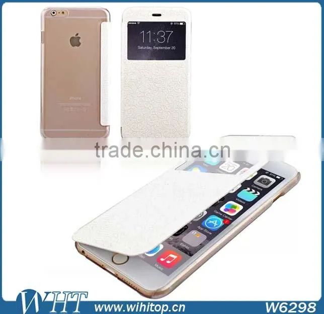 Flip PU Leather Case with Window for iPhone 6 Plus 5.5", Window View Smart Case for iPhone 6 Plus