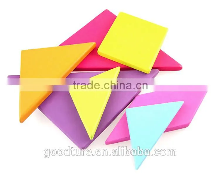 2015 Hot Sale Big Size Colorful Wooden Tangram Jigsaw Puzzle