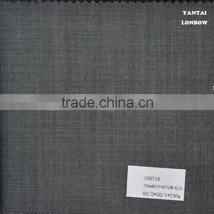Stocking Grey Hairline wool polyester mohair blend fabric for suiting