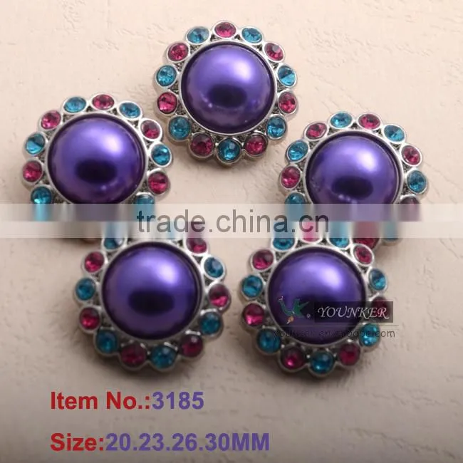 Hot sale new style acrylic rhinestone button flower shape sewing silver plating for flower center DIY crafts