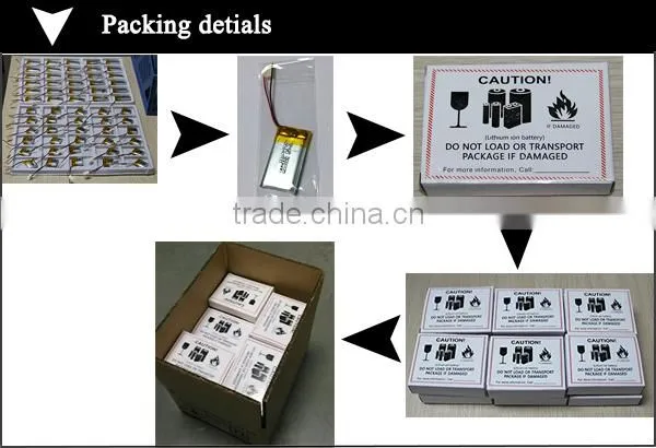 CE FCC MSDS ROHS certification approved rechargeable 103450 3.7v 1800mah lithium polymer battery for electric device