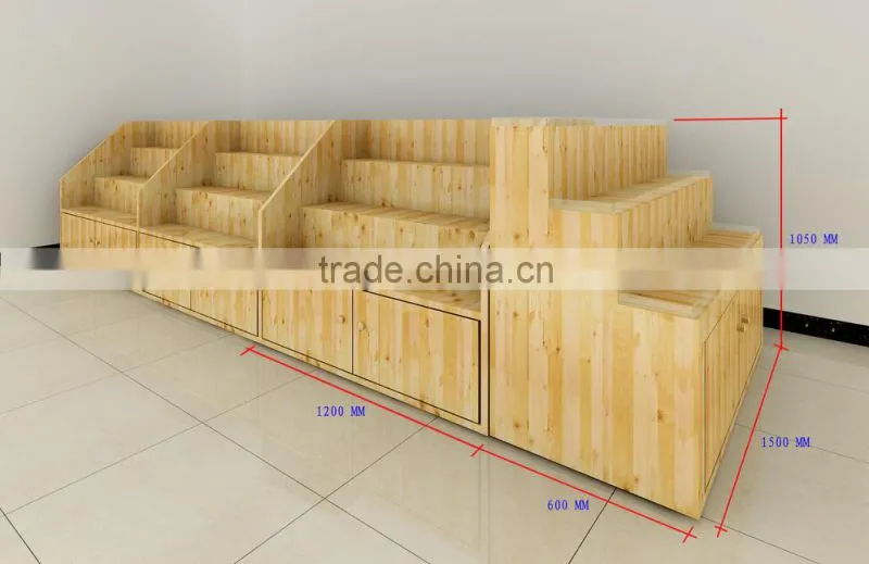 Retail store & supermarket wooden display shelf