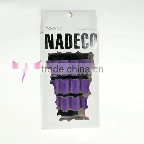 New fashion 24pcs artificial nail tips full cover velvet false nails manicure kit