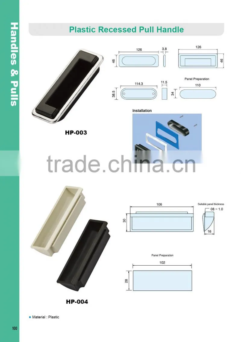 communication devices, industrial cabinet, machinary HP-004 Plastic flush Pull Handles