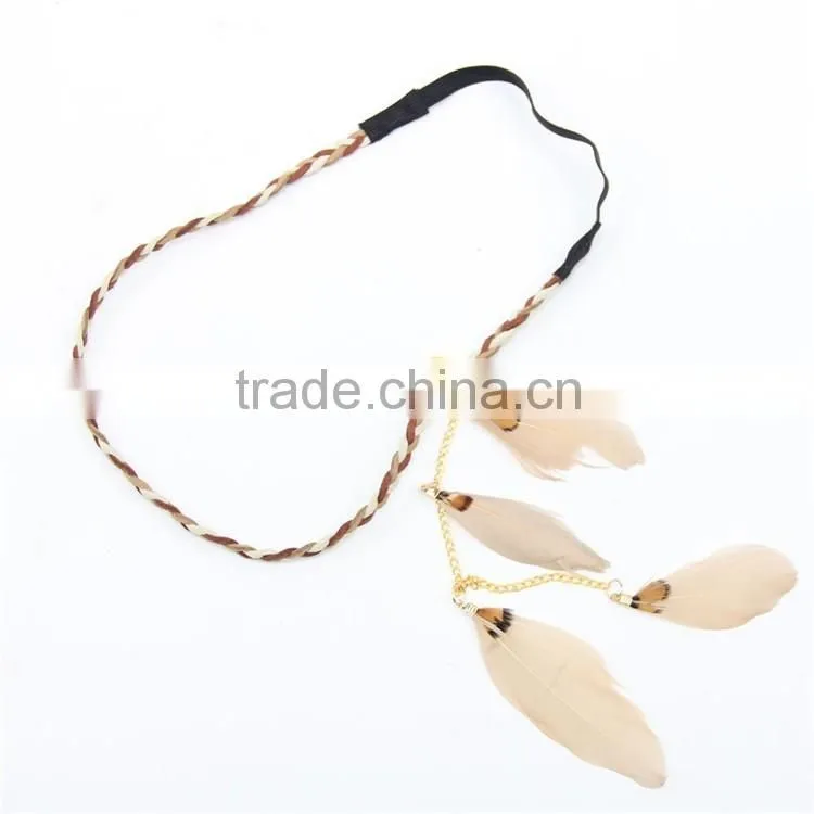 indian feather elastic hand fashion head band