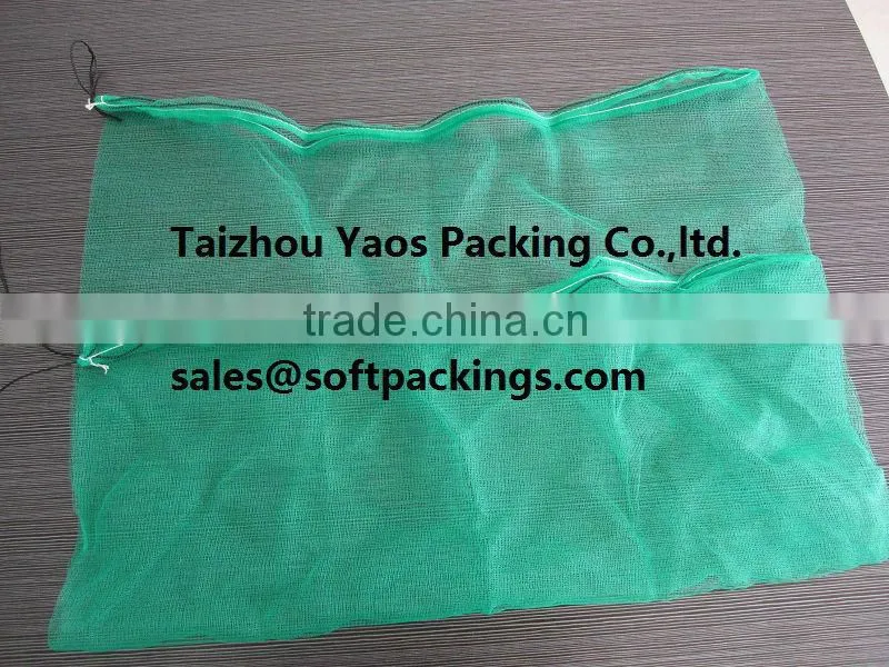 Sample free green mono filament HDPE date tree date palm mesh net bag for date cover with black drawstrings