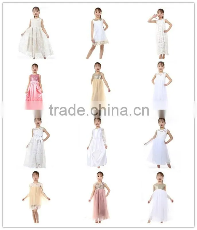 2016 Wholesale elegant toddler maxi evening parties frock embroidery flower long cotton designer baby dresses