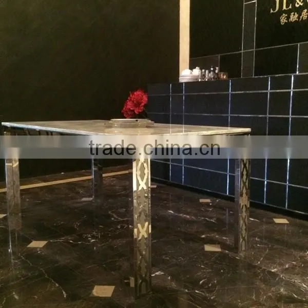 Luxury Dining Room JT15-02 Dining Table Furniture Set Square Stainless Steel New Design 2015