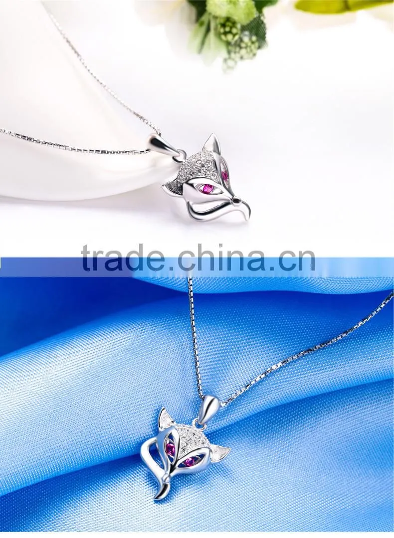 cute animal pendant silver necklace with 925 stamp