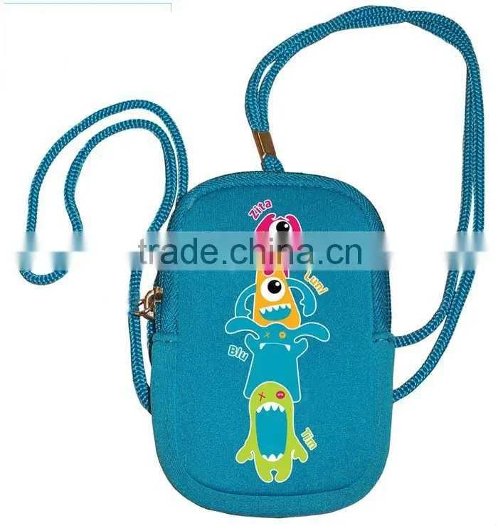 2016 Lastest Design Cute Printing Neoprene Camera Bag with String for Children