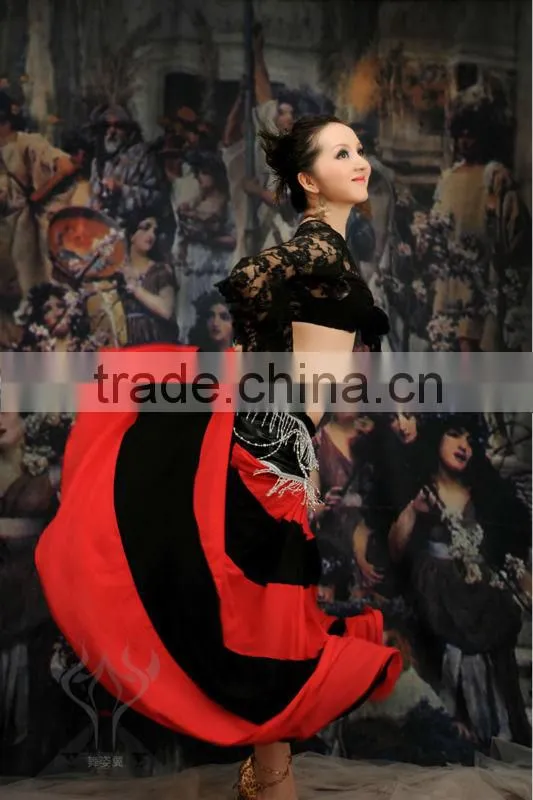 Belly Dance Costumes,Hot Sexy Spanish Skirt of Bellydancer Practise Wear,Belly Dancing Performance Clothes,Dancing Dress QC1286