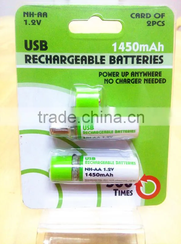 USB 1.2v AA 1450mAh NI-MH batteryusb battery bank