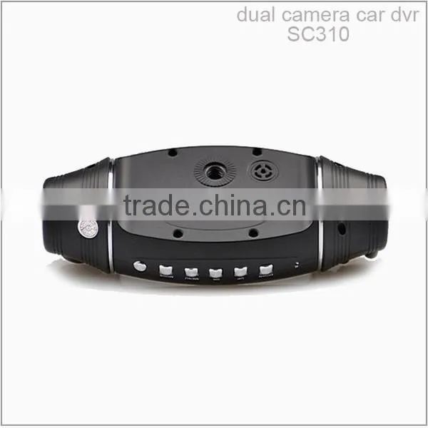Wide angle 2.7 inch TFT LCD panel dual lens car camera with gps
