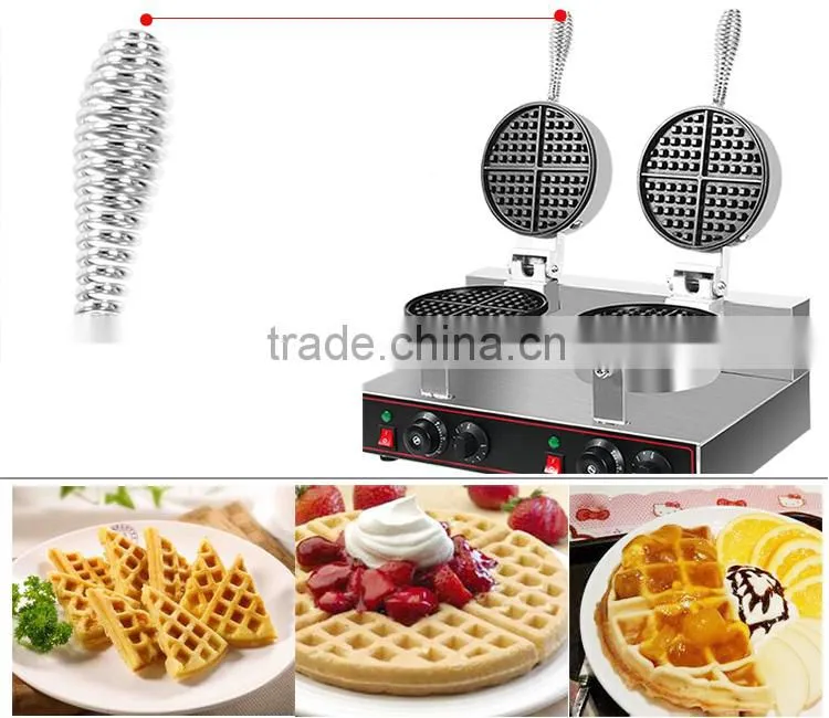 ITO-WM02 220V Table Counter Top Dual Round Head Stainless Steel Automatic Electric Commercial Waffle Baker for Sale