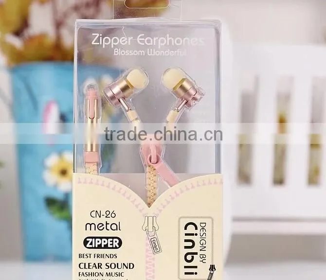 zipper earphone/zipper earbuds