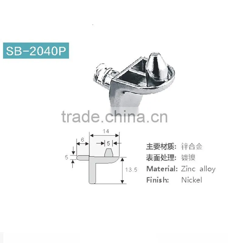 Nickel finish table top glass support