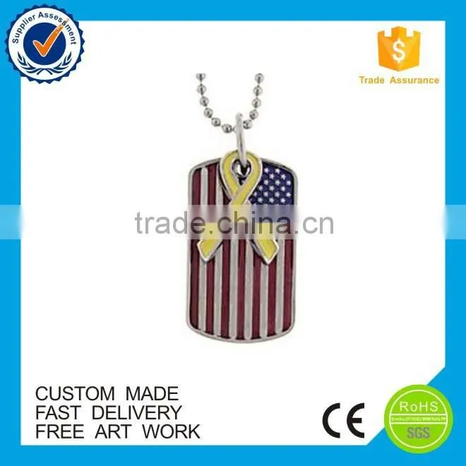 Wholesale American flag military soft enamel custom metal dog tag necklaces