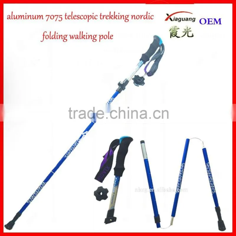 alumium7075 telescopic trekking pole nordic folding walking stick