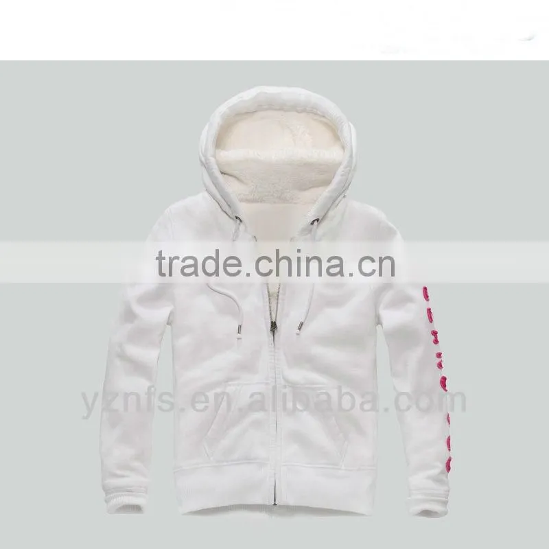 Men Fashion Plain White Zip Up Hoodies