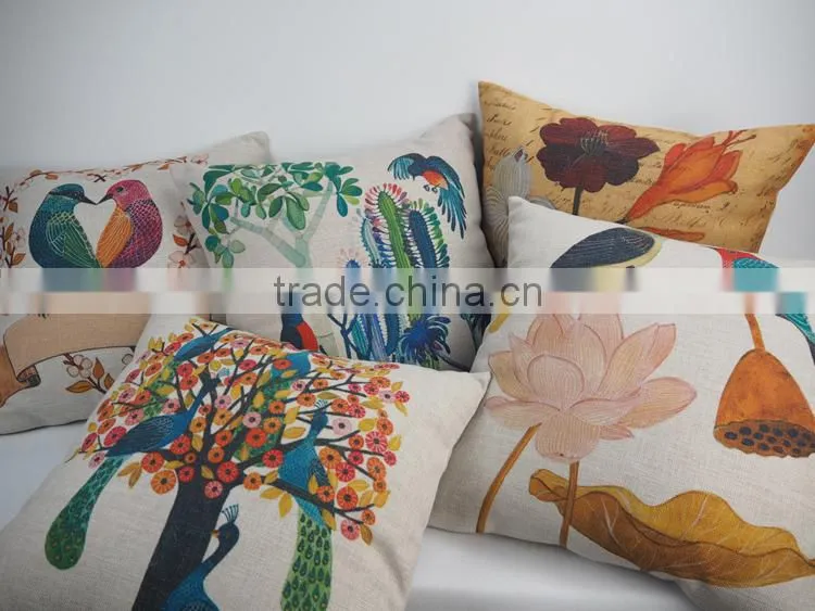 Custom bird design digital print wholesale pillow case with plain style