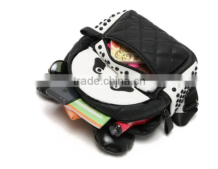 fashion pu backpack handmake panda design day backpack bag for young