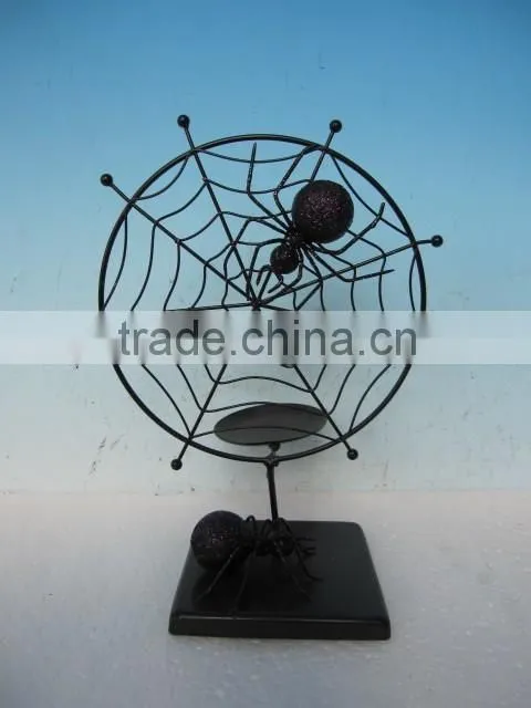 metal halloween spider with glitter for halloween decoration