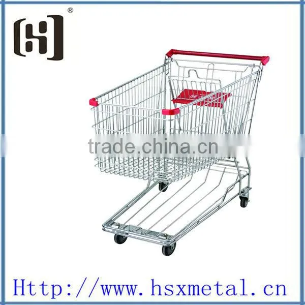 powder coat metal wire basket carts with 4 wheels /metal shopping carts HSX-S480