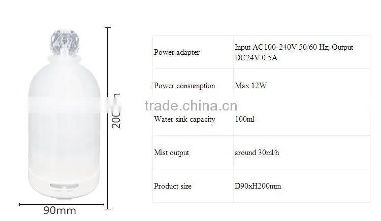 colorful LED light aromatherapy glass diffuser /essential oil portable air humidifier