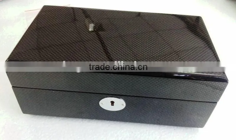 black carbon fiber surface wooden watch divider box