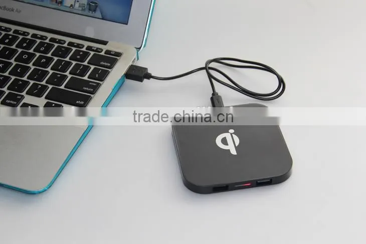 QI wireless mobile phone battery charger with two usb output