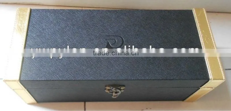 MDF wine box covered leather fits one bottel