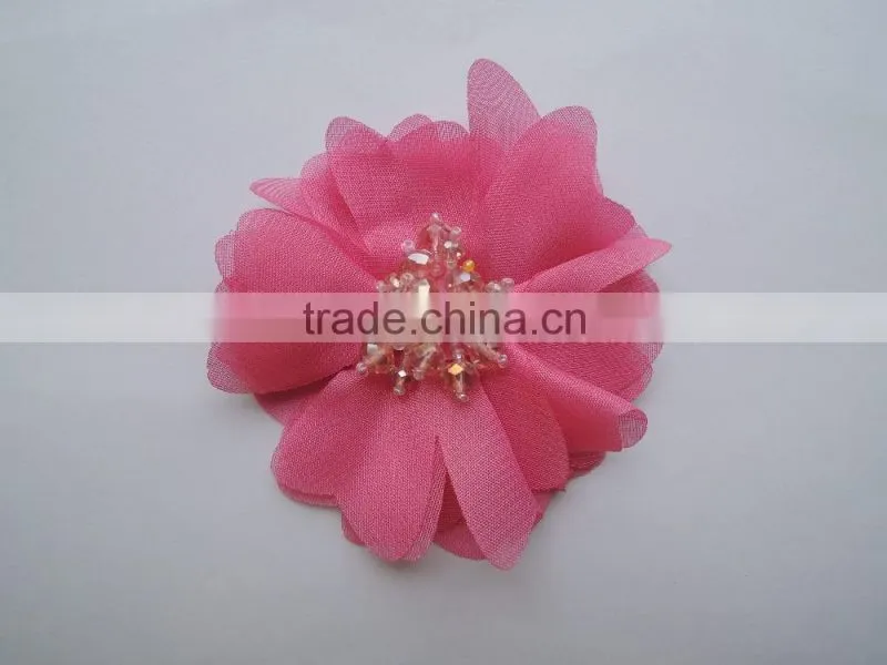 forever rose flower for girl dresses/ribbon flowers for gartments/ brooch women chiffon flower