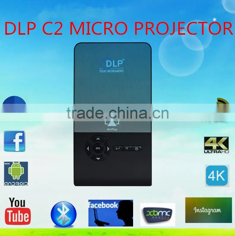 high quality Mini projector home theater projector C2 projector android4.4 os with rock chip 3128