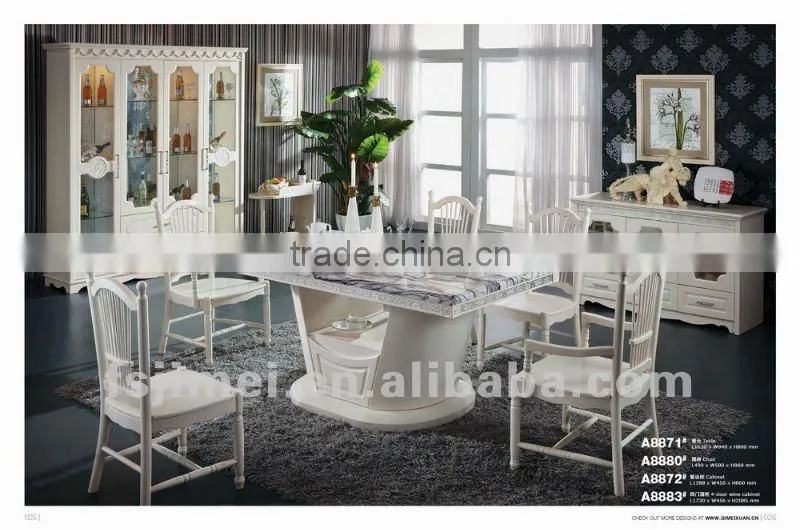 Modern marble top white dining table
