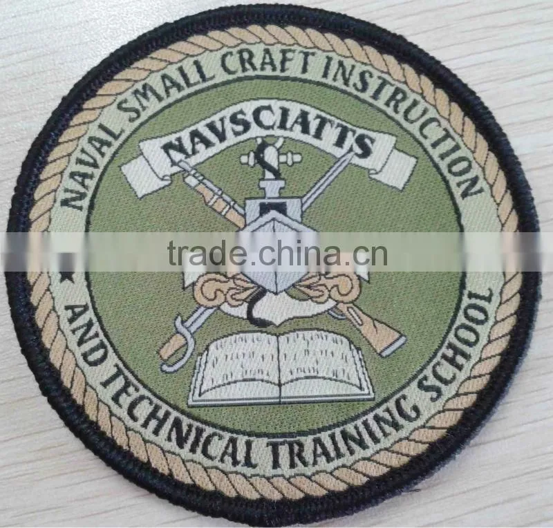 high quality cloth woven patch/badge with laser border