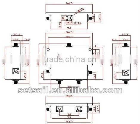 700-2400MHz, SMA-female,4 way Power Splitter(Micro Strip)