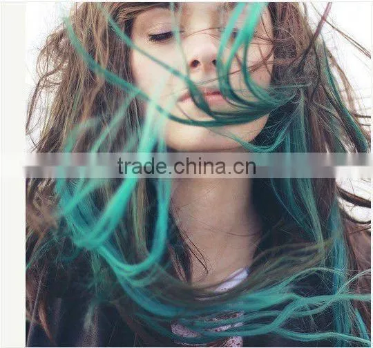 teal clip-in human hair extension
