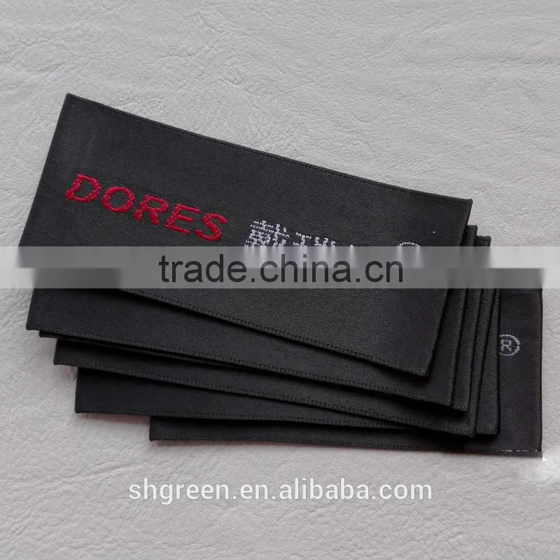Dark brown basis shiny golden metallic thread logo woven patches