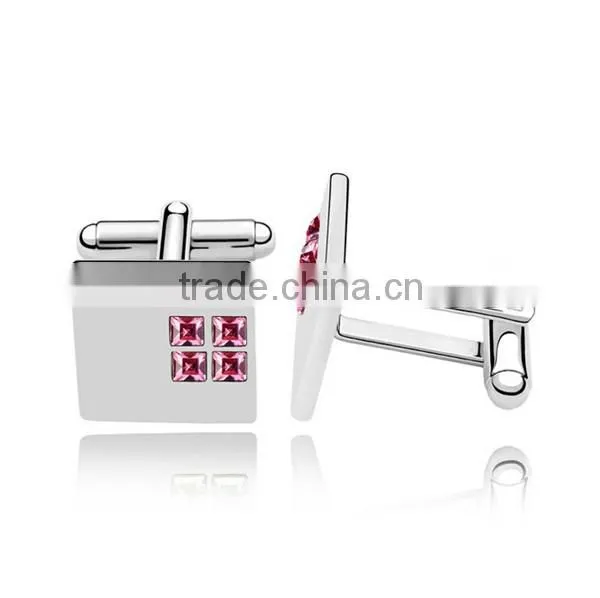 Alibaba customized latest metal silver cuff link jewelry mens shirts austria crystal cufflinks