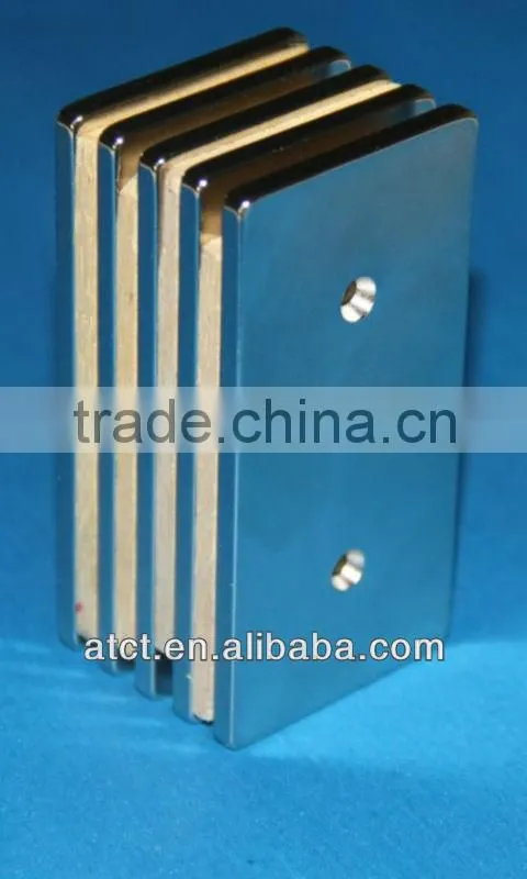 Two Holes on Side Rare Earth Rectangle Magnet