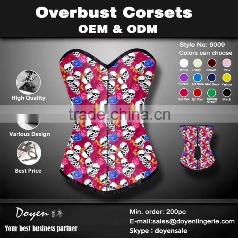 China wholesale Factory price women steampunk corset skull print waist training