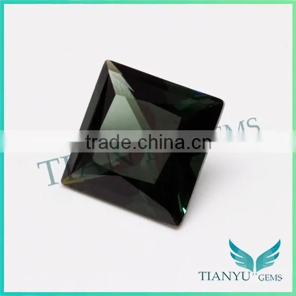 High temperature resistant 10x10mm 152# dark green tourmaline square step cut synthetic gemstone spinel