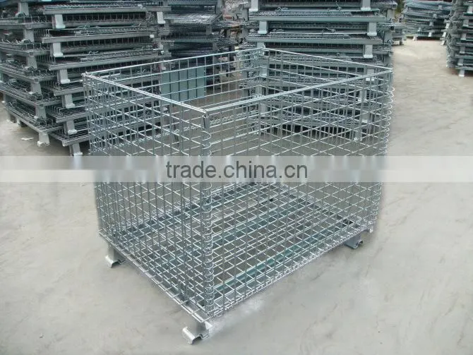 Warehouse Heavy Duty Foldable Galvanized Steel Basket/Steel Storage Cage